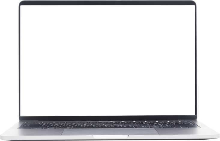 Laptop with Blank Screen Mockup Cutout